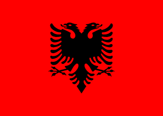The flag of Albania features a silhouetted double-headed black eagle at the center of a red field.