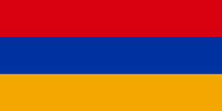 The flag of Armenia is composed of three equal horizontal bands of red, blue and orange.