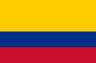 The flag of Colombia is composed of three horizontal bands of yellow, blue and red, with the yellow band twice the height of the other two bands.