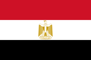 The flag of Egypt is composed of three equal horizontal bands of red, white and black, with Egypt's national emblem — a hoist-side facing gold eagle of Saladin — centered in the white band.