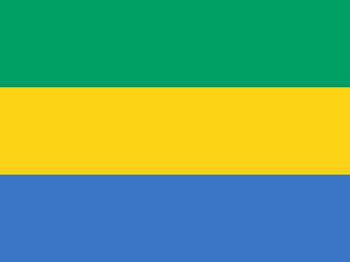 The flag of Gabon is composed of three equal horizontal bands of green, yellow and blue.