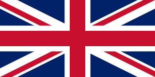 The flag of the United Kingdom — the Union Jack — has a blue field. It features the white-edged red cross of Saint George superimposed on the diagonal red cross of Saint Patrick which is superimposed on the diagonal white cross of Saint Andrew.