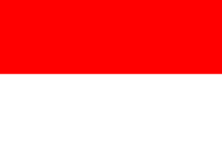 The flag of Indonesia is composed of two equal horizontal bands of red and white.