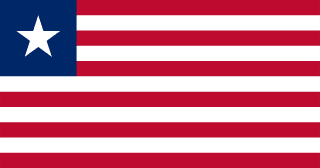 The flag of Liberia is composed of eleven equal horizontal bands of red alternating with white. A blue square bearing a five-pointed white star is superimposed in the canton.
