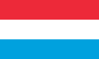 The flag of Luxembourg is composed of three equal horizontal bands of red, white and light blue.
