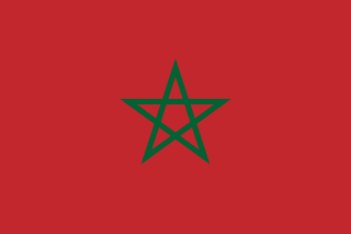 The flag of Morocco features a green pentagram — a five-pointed linear star — centered on a red field.