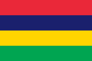The flag of Mauritius is composed of four equal horizontal bands of red, blue, yellow and green.