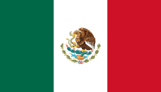 The flag of Mexico is composed of three equal vertical bands of green, white and red, with the national coat of arms centered in the white band.