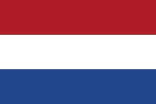 The flag of the Netherlands is composed of three equal horizontal bands of red, white and blue.