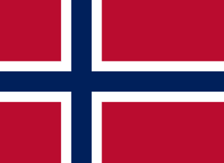 The flag of Norway has a red field with a large white-edged navy blue cross that extends to the edges of the field. The vertical part of this cross is offset towards the hoist side.