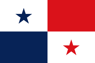 The flag of Panama is composed of four equal rectangular areas — a white rectangular area with a blue five-pointed star at its center, a red rectangular area, a white rectangular area with a red five-pointed star at its center, and a blue rectangular area — in the upper hoist side, upper fly side, lower fly side and lower hoist side respectively.