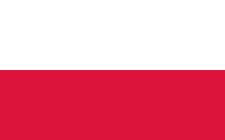 The flag of Poland is composed of two equal horizontal bands of white and red.