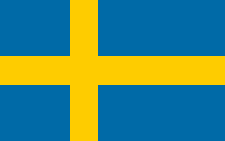 The flag of Sweden has a blue field with a large golden-yellow cross that extend to the edges of the field. The vertical part of this cross is offset towards the hoist side.