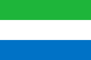 The flag of Sierra Leone is composed of three equal horizontal bands of green, white and blue.