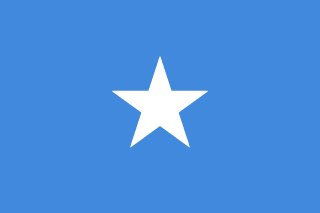 The flag of Somalia features a large five-pointed white star centered on a light blue field.