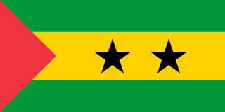 The flag of South Sudan is composed of three equal horizontal bands of black, red with white top and bottom edges, and green. A blue equilateral triangle which spans about two-fifth the width of the field is superimposed on the hoist side with its base on the hoist end of the field. At the center of this triangle is a five-pointed yellow star.