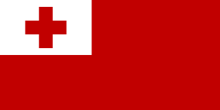 The flag of Tonga has a red field. A white rectangle bearing a red Greek cross is superimposed in the canton.