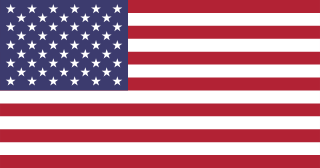 The flag of the United States of America is composed of thirteen equal horizontal bands of red alternating with white. A blue rectangle, bearing fifty small five-pointed white stars arranged in nine rows where rows of six stars alternate with rows of five stars, is superimposed in the canton.